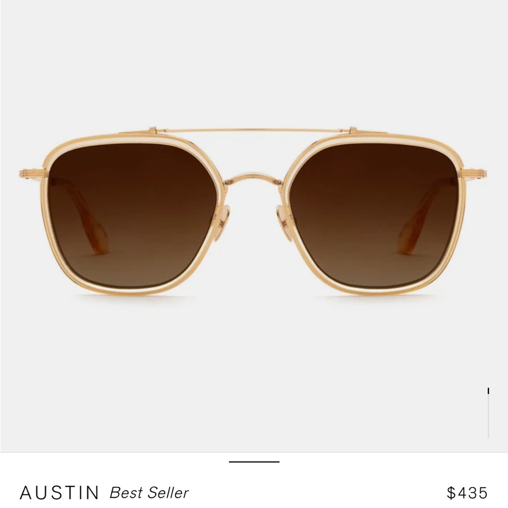 Krewe Austin 18K Titanium + Champagne Polarized Sunglasses
